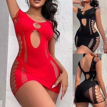 Женское платье в сеточку, платье в сеточку, мини-платье, ночное белье