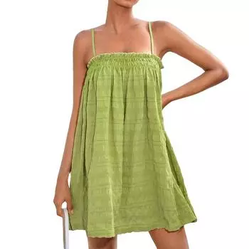 Женское платье в стиле бохо, повседневное свободное платье макси без рукавов с нагрудником L белый