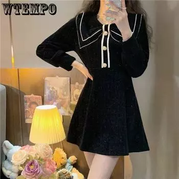 Женское платье весенне-осеннего сезона, дизайнерское платье с бантом и вырезом, однотонная короткая юбка S красный