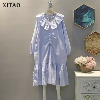 Женское платье XITAO в корейском стиле XJ4264 One Size синий