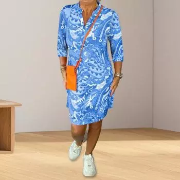 Женское платье Yousheng с V-образным вырезом и рукавами 3/4, платье А-силуэта, яркое цветное платье длиной до колена, повседневная одежда для отпуска M красный