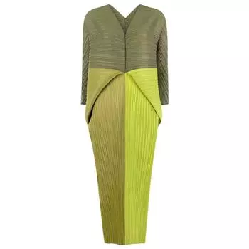 Женское плиссированное платье Хит-цвет с V-образным вырезом «летучая мышь» с длинным рукавом Свободные платья до середины икры Длинные платья в повседневном стиле one size розовый