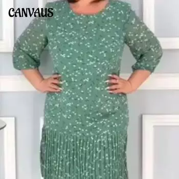 Женское плиссированное платье с круглым вырезом, платье средней длины, облегающее, темпераментное, цветочное платье S белый