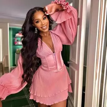 Женское плиссированное платье с лямкой на бретельках и v-образным вырезом на молнии, повседневный комплект L розовый