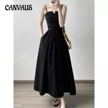 Женское плиссированное платье с лямкой на шее, летние винтажные длинные платья трапециевидной формы с талией M белый