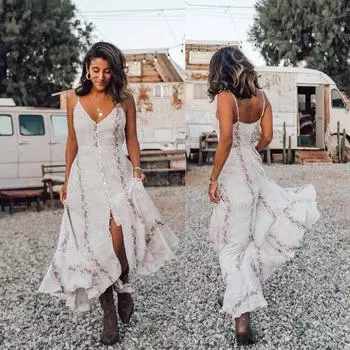 Женское пляжное длинное платье без рукавов в стиле бохо со змеиным принтом и V-образным вырезом L белый