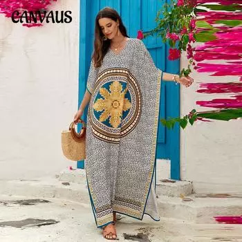 Женское пляжное накидка с принтом, свободное пляжное платье больших размеров, бикини, верхняя одежда для купания, накидки One Size