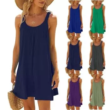 Женское пляжное платье, бикини, пляжная одежда, накидки, повседневные короткие летние платья с лямкой на шее для отдыха и отдыха L армия зеленый