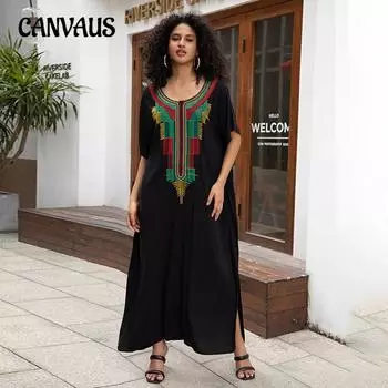 Женское пляжное платье больших размеров с вышивкой, праздничная рубашка от солнца, накидка на бикини One Size чёрный