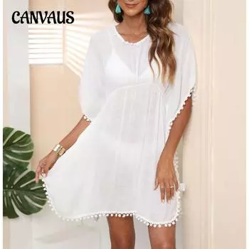 Женское пляжное платье большого размера в праздничном стиле, нерегулярные свободные платья с v-образным вырезом