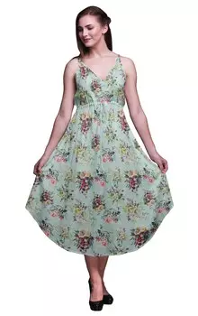 Женское пляжное платье миди с цветочным принтом Bimba Strappy Summer Resort Wear-Large X-Large зелёный