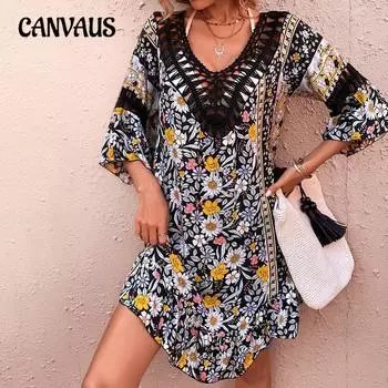 Женское пляжное платье Пляжные платья с принтом Пляжные накидки One Size