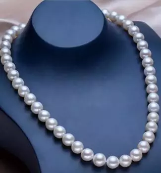 Женское подарочное слово Love, настоящее новое ОЖЕРЕЛЬЕ ААА 10-11 мм с идеальным круглым колье из южного моря из натурального белого жемчуга 18 дюймов