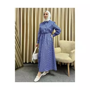 Женское полосатое платье-рубашка