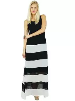 Женское полупрозрачное платье из жоржета Bimba с длинной макси-полосой 10 чёрный