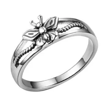 Женское посеребренное полое кольцо с бабочкой, тонкое кольцо на палец, вечерние ювелирные изделия, подарок US 10 серебряный