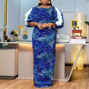 Женское повседневное длинное платье большого размера с круглым вырезом и рукавами 3/4, кружевное длинное платье с леопардовым принтом M зелёный