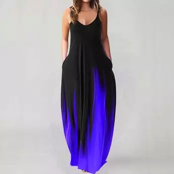 Женское повседневное длинное платье с принтом на шнуровке и градиентным рендерингом M