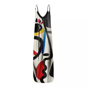 Женское повседневное длинное платье с принтом на шнуровке и градиентным рендерингом XXXL чёрный