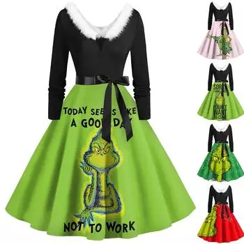 Женское повседневное и модное платье на молнии с длинными рукавами и v-образным вырезом в тон XXXL