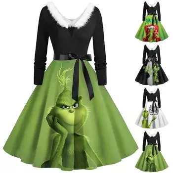 Женское повседневное и модное платье на молнии с длинными рукавами и v-образным вырезом в тон L