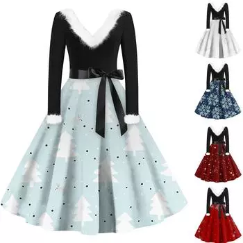 Женское повседневное и модное платье на молнии с длинными рукавами и v-образным вырезом в тон M красный