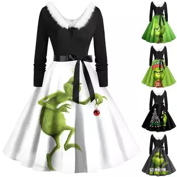 Женское повседневное и модное платье на молнии с длинными рукавами и v-образным вырезом в тон XXXL чёрный