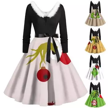 Женское повседневное и модное платье на молнии с длинными рукавами и v-образным вырезом в тон L