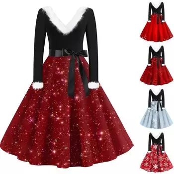 Женское повседневное и модное платье на молнии с длинными рукавами и v-образным вырезом в тон L красный