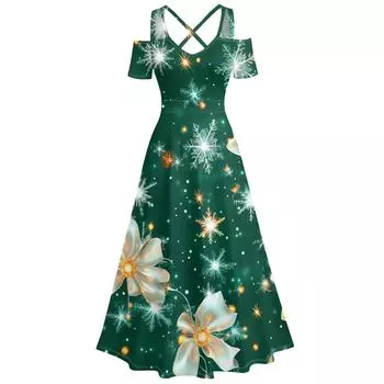 Женское повседневное и модное платье с принтом, сексуальное, на подтяжках, ретро, большое платье-качели L армия зеленый