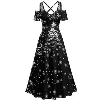 Женское повседневное и модное платье с принтом, сексуальное, на подтяжках, ретро, большое платье-качели L чёрный