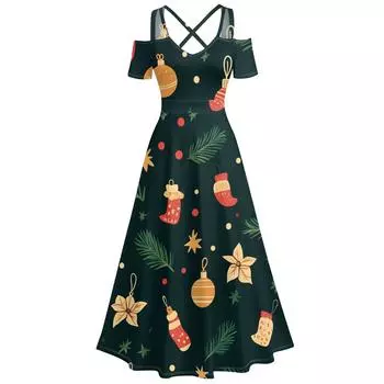 Женское повседневное и модное платье с принтом, сексуальное, на подтяжках, ретро, большое платье-качели L армия зеленый