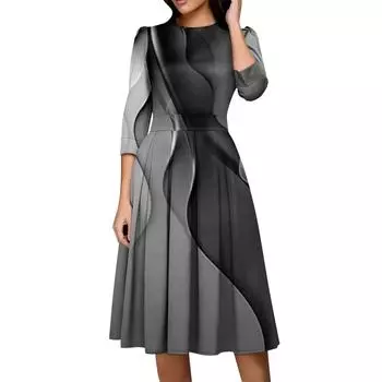 Женское повседневное и модное платье с карманом на рукаве 3/4 и молнией сзади XL