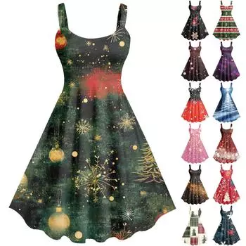 Женское повседневное и модное платье с принтом, сексуальное, на подтяжках, ретро, большое платье-качели M синий