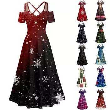 Женское повседневное и модное платье с принтом, сексуальное, на подтяжках, ретро, большое платье-качели L чёрный