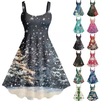 Женское повседневное и модное платье с принтом, сексуальное, на подтяжках, ретро, большое платье-качели L армия зеленый