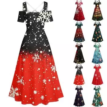 Женское повседневное и модное платье с принтом, сексуальное, на подтяжках, ретро, большое платье-качели L чёрный