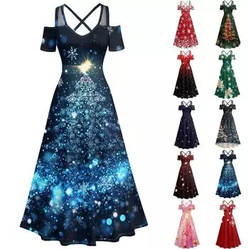 Женское повседневное и модное платье с принтом, сексуальное, на подтяжках, ретро, большое платье-качели XXL