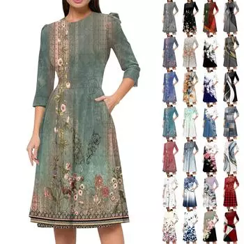 Женское повседневное и модное платье с карманом на рукаве 3/4 и молнией сзади L