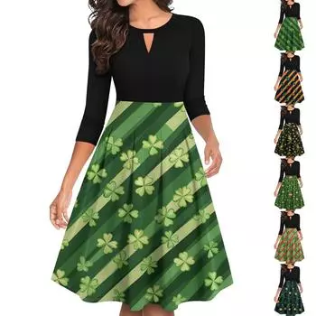 Женское повседневное и модное платье с цветочным принтом, рукавом 3/4, карманом и молнией сзади S фиолетовый