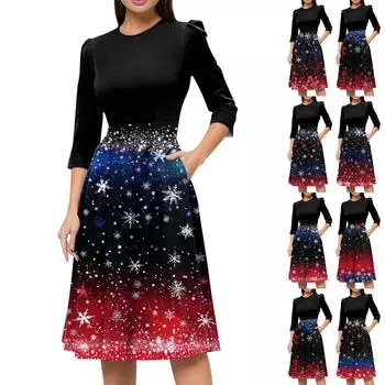 Женское повседневное и модное платье с цветочным принтом, рукавом 3/4, карманом и молнией сзади L