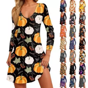 Женское повседневное и модное свободное облегающее платье с v-образным вырезом и карманами и рукавами 3/4 XXL чёрный