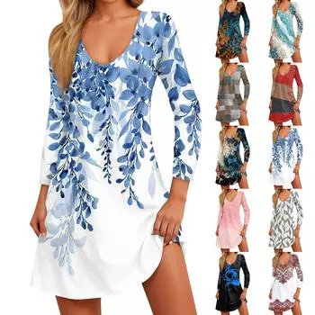 Женское повседневное и модное свободное облегающее платье с v-образным вырезом и карманами и рукавами 3/4 S