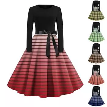 Женское повседневное и модное винтажное платье с круглым вырезом и принтом XL