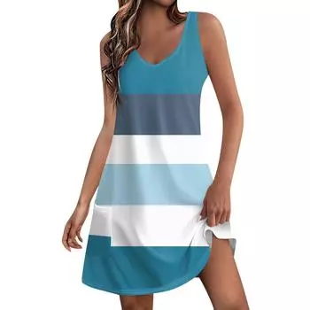 Женское повседневное летнее богемное пляжное платье с принтом и карманами, V-образным вырезом, платье-майка S фиолетовый