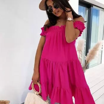 Женское повседневное летнее платье с одним вырезом S белый