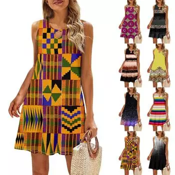 Женское повседневное летнее платье Сарафан без рукавов Платья-майки Пляжное платье Пляжное платье M серый