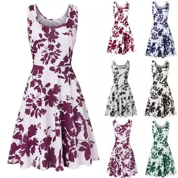 Женское повседневное летнее пляжное платье с круглым вырезом без рукавов, мягкое полосатое трапециевидное платье от солнца S чёрный