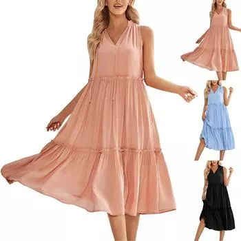 Женское повседневное летнее повседневное однотонное платье с квадратным вырезом и рукавами-пузырьками L оранжевый