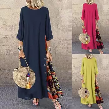 Женское повседневное лоскутное платье с длинными рукавами и пуговицами с высоким низким подолом и платьем больших размеров XXXL жёлтый